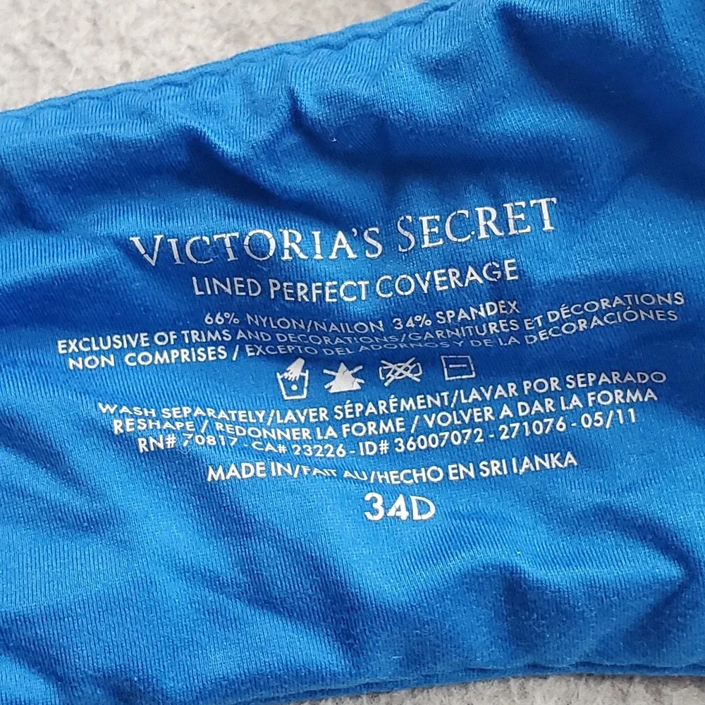 Victoria's Secret Women Bra 34D Blue Lined Perfect Coverage T Shirt
